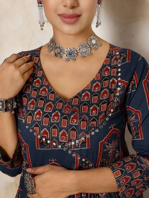 Flared Printed Kurta Palazzo Set With Dupatta 2