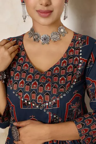 Flared Printed Kurta Palazzo Set With Dupatta