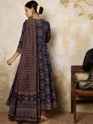 Flared Printed Kurta Palazzo Set With Dupatta 4