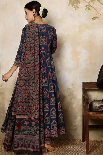 Flared Printed Kurta Palazzo Set With Dupatta