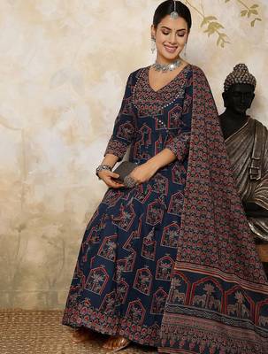 Flared Printed Kurta Palazzo Set With Dupatta 5
