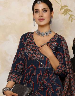 Flared Printed Kurta Palazzo Set With Dupatta 6