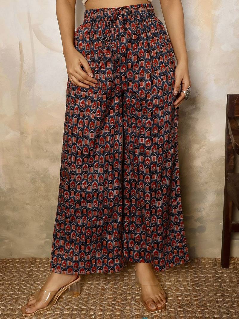 Flared Printed Kurta Palazzo Set With Dupatta