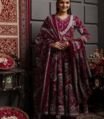Floral Flared Printed Kurta Palazzo Set With Dupatta