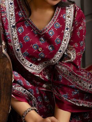 Floral Flared Printed Kurta Palazzo Set With Dupatta 2