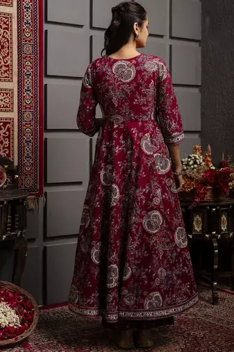 Floral Flared Printed Kurta Palazzo Set With Dupatta