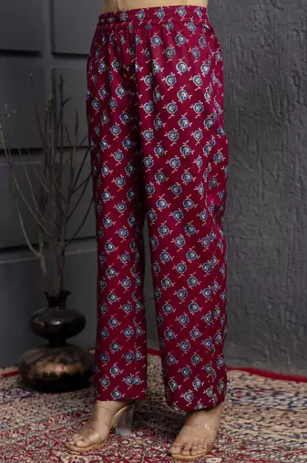 Floral Flared Printed Kurta Palazzo Set With Dupatta