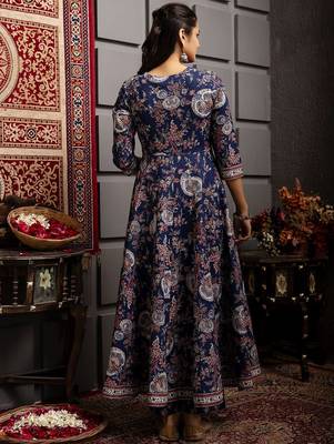 Ethnic Motifs Flared Printed Kurta Palazzo Set With Dupatta 4