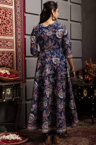 Ethnic Motifs Flared Printed Kurta Palazzo Set With Dupatta