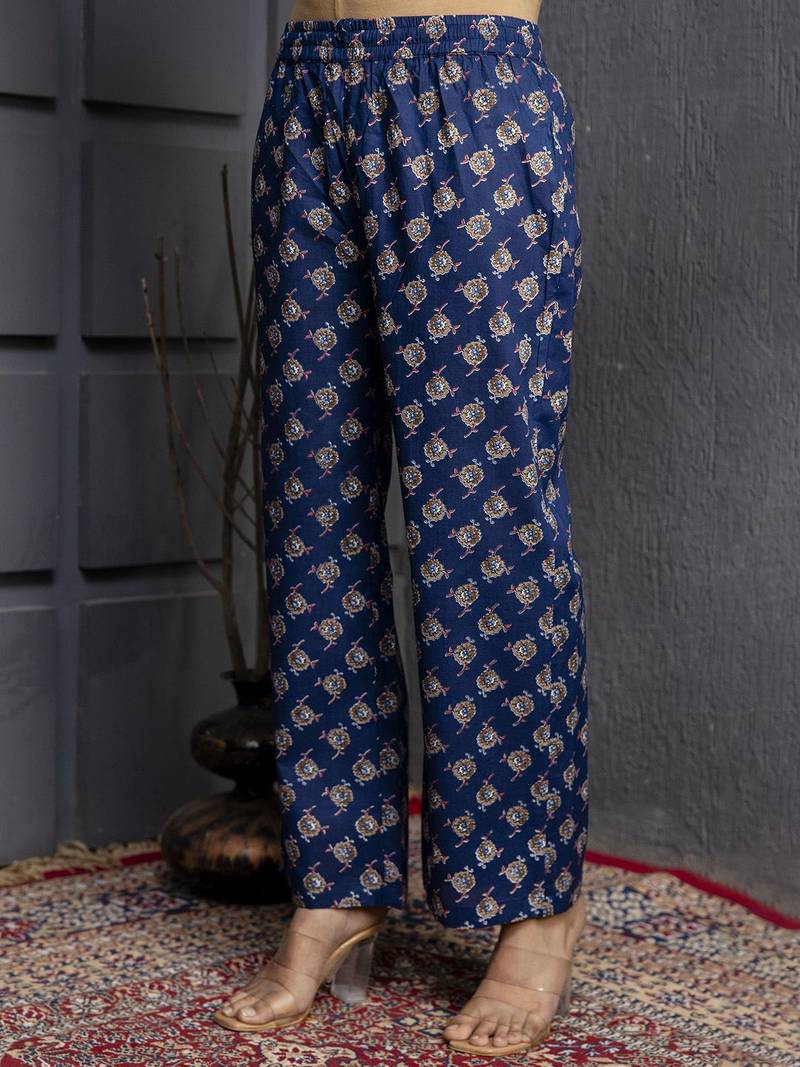Ethnic Motifs Flared Printed Kurta Palazzo Set With Dupatta