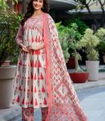 Women Floral Printed Regular Pure Cotton Kurta with Trousers & With Dupatta