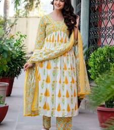 Women Floral Printed Empire Pure Cotton Kurta with Palazzos & With Dupatta