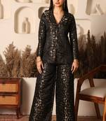 Black gold brocade co-ord set