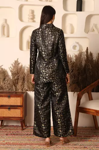 Black gold brocade co-ord set