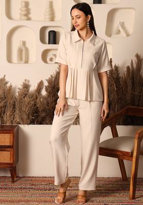 Ivory aura pleated co-ord set 1