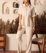 Ivory aura pleated co-ord set