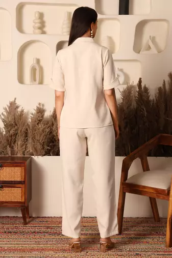 Ivory aura pleated co-ord set