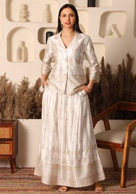 Ivory gold embroidered co-ord set 1