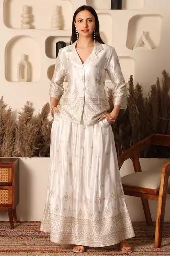 Ivory gold embroidered co-ord set