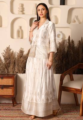 Ivory gold embroidered co-ord set 2