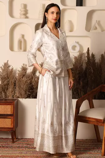 Ivory gold embroidered co-ord set