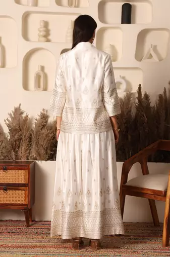 Ivory gold embroidered co-ord set