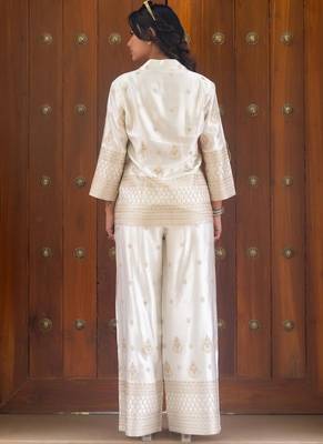 Ivory gold embroidered co-ord set with pant 4