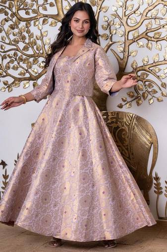 Lavender bloom jacquard midi dress