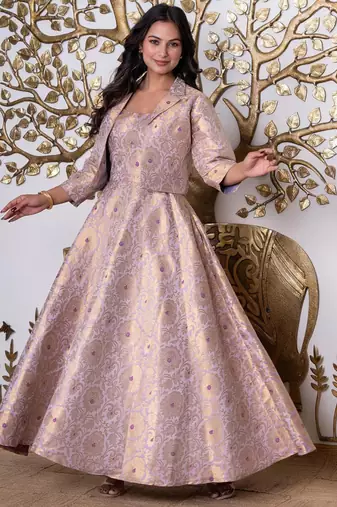 Lavender bloom jacquard midi dress