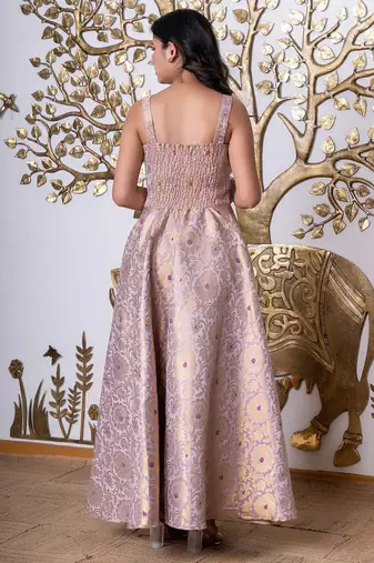 Lavender bloom jacquard midi dress