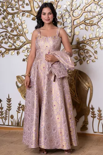 Lavender bloom jacquard midi dress