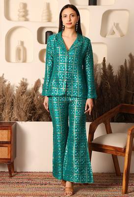 Nazakat green brocade co-ord set 1