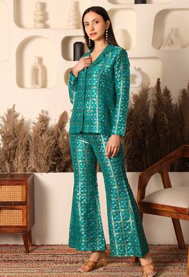 Nazakat green brocade co-ord set 2