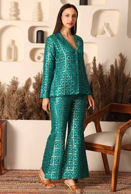Nazakat green brocade co-ord set 3