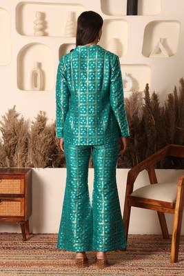 Nazakat green brocade co-ord set 4