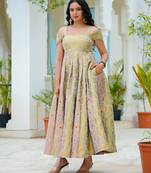 Pastel bloom jacquard fit & flare dress | premium festive wear