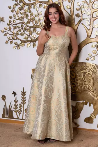 Pista green bloom jacquard midi dress