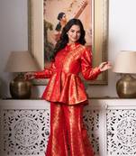 Red & gold peplum co-ord set