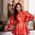 Red & gold peplum co-ord set