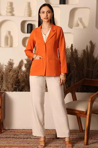 Rust orange blazer with ivory co-ord set
