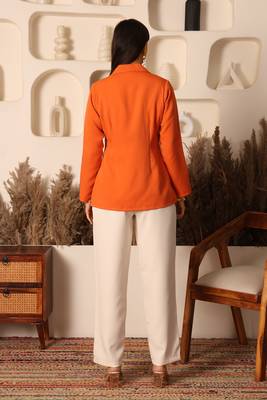 Rust orange blazer with ivory co-ord set 4