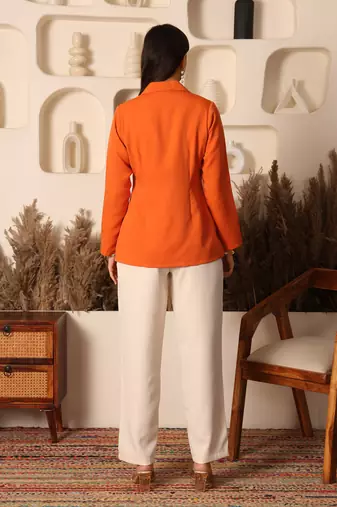 Rust orange blazer with ivory co-ord set