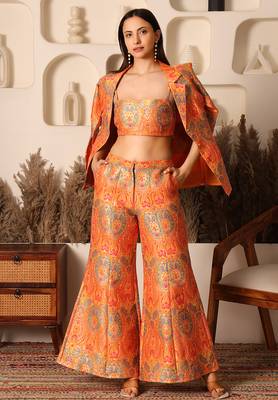 Sunset gold brocade co-ord set 1