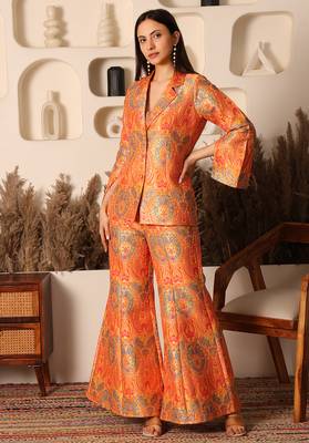 Sunset gold brocade co-ord set 2