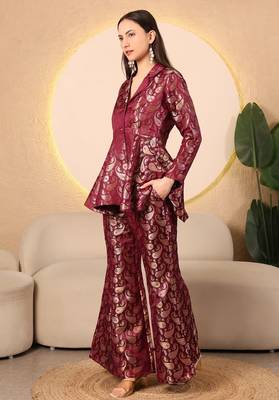 Wine royale paisley brocade co-ord set 2