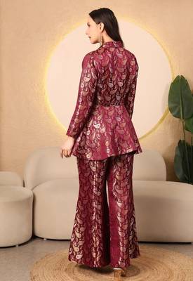 Wine royale paisley brocade co-ord set 3