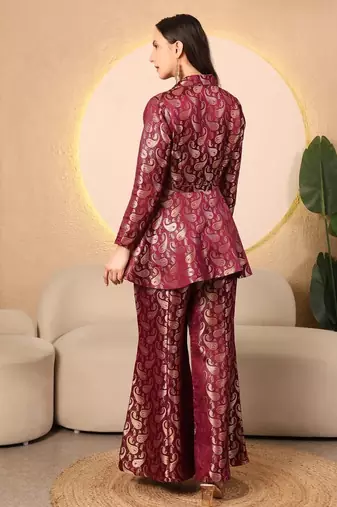 Wine royale paisley brocade co-ord set