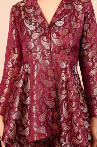 Wine royale paisley brocade co-ord set