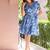 Blue floral print cotton wrap dress