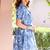Blue floral print cotton wrap dress